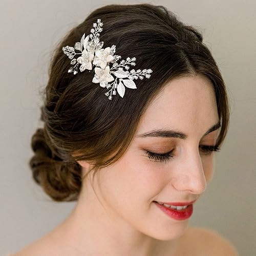 Miniatura 3 de SWEETV Peine de pelo de boda clip de cristal nupcial boda accesorios para el cabello para novias y damas de honor, plata