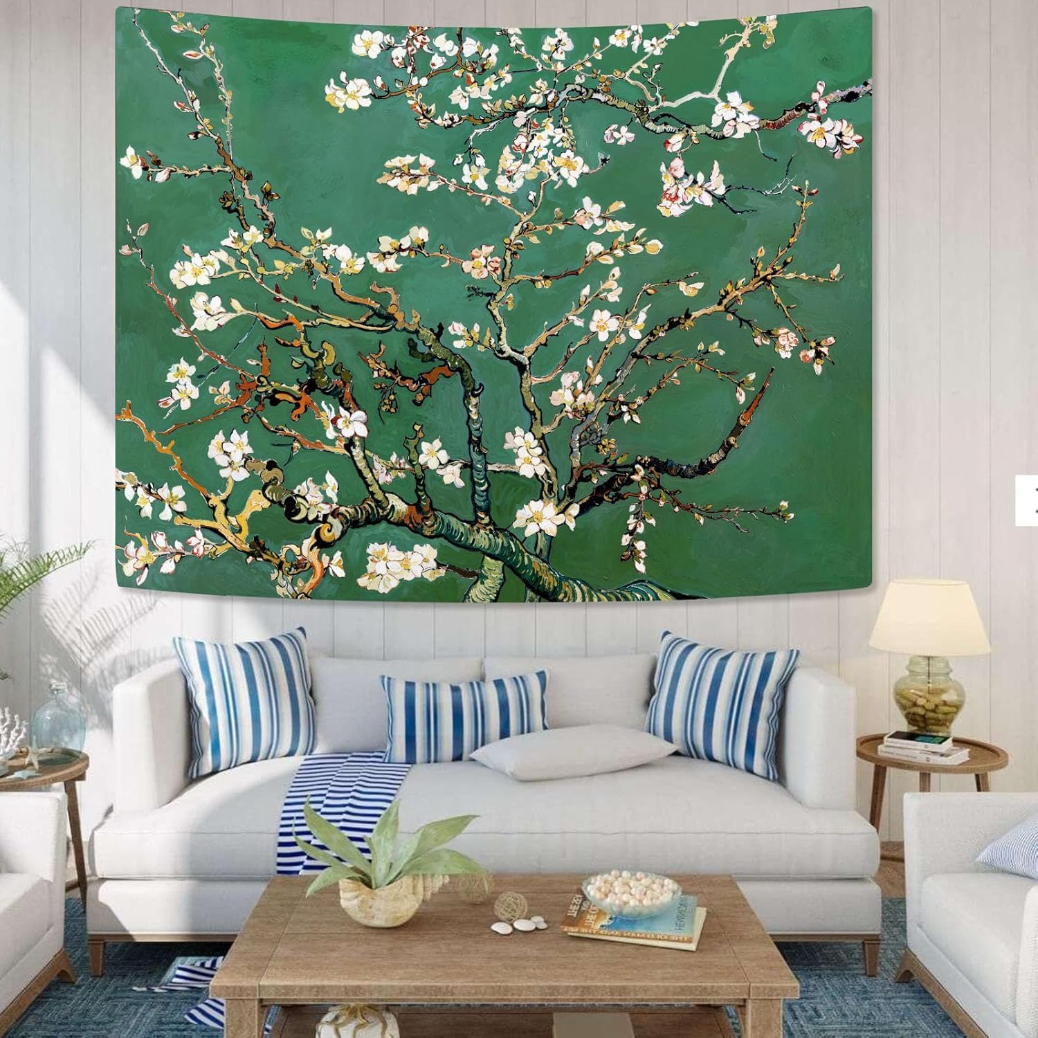 Yeoiat Van Gogh Tapestry Almond Blossom Floral Wall Tapestry, Tree Tapestries for Bedroom Art Tapestries Wall Hanging for Bedroom Living Room 36"x48"