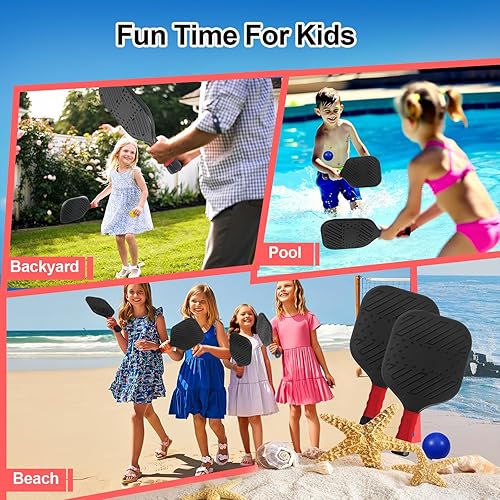 Miniatura 2 de Juego de 2 palas de pickleball ligeras impermeables y ligeras, juguetes de playa y piscina, divertido juego deportivo, regalo para adolescentes,
