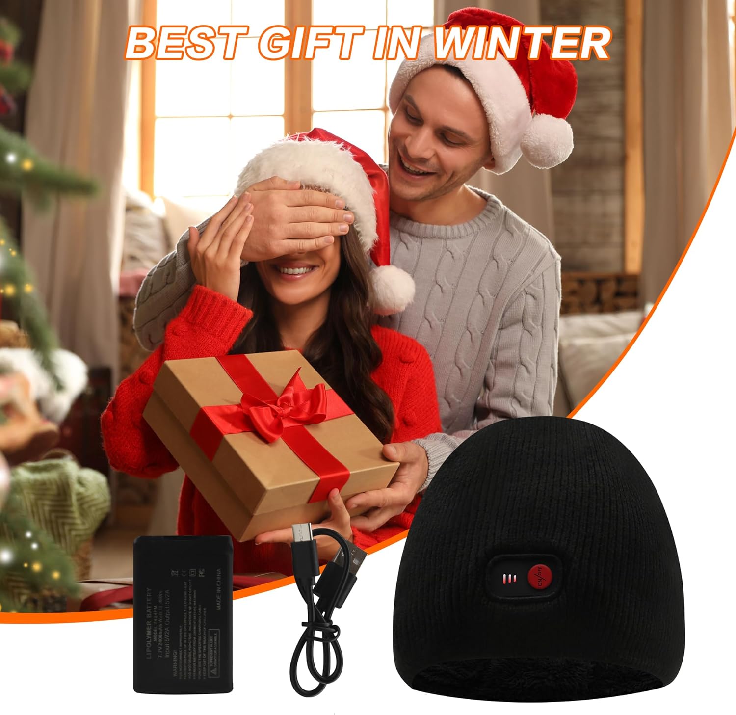 MMlove Rechargeable Heated Hats for Men Women Electric Heated Beanie Hat, Battery Heat Cap for Fishing Skiing Motorcycling - Image 8