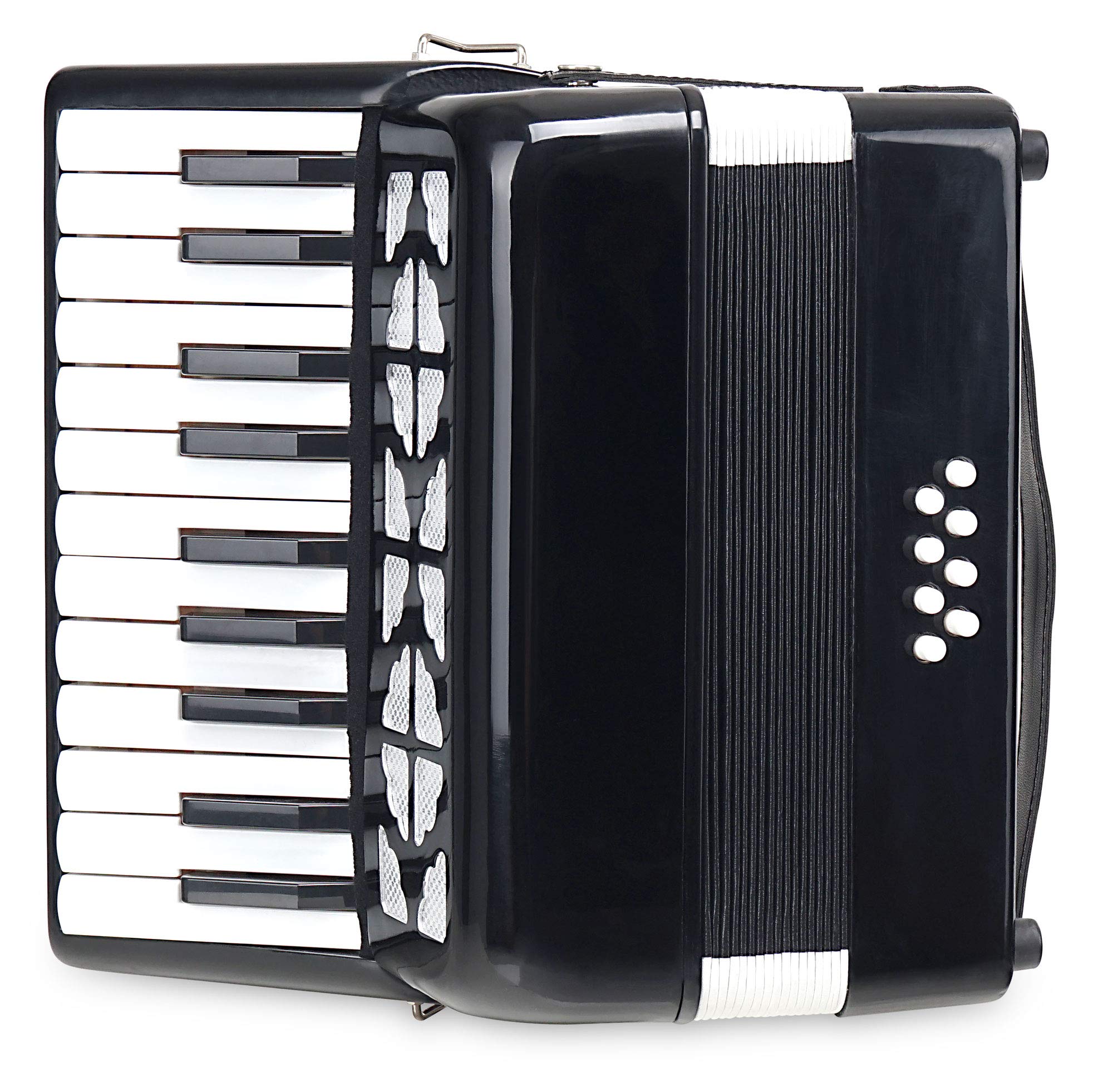 Classic Cantabile Secondo Junior Accordéon 8 Basses (22 touches aiguës, 8 touches basses, incl. sangle de transport et housse) noir