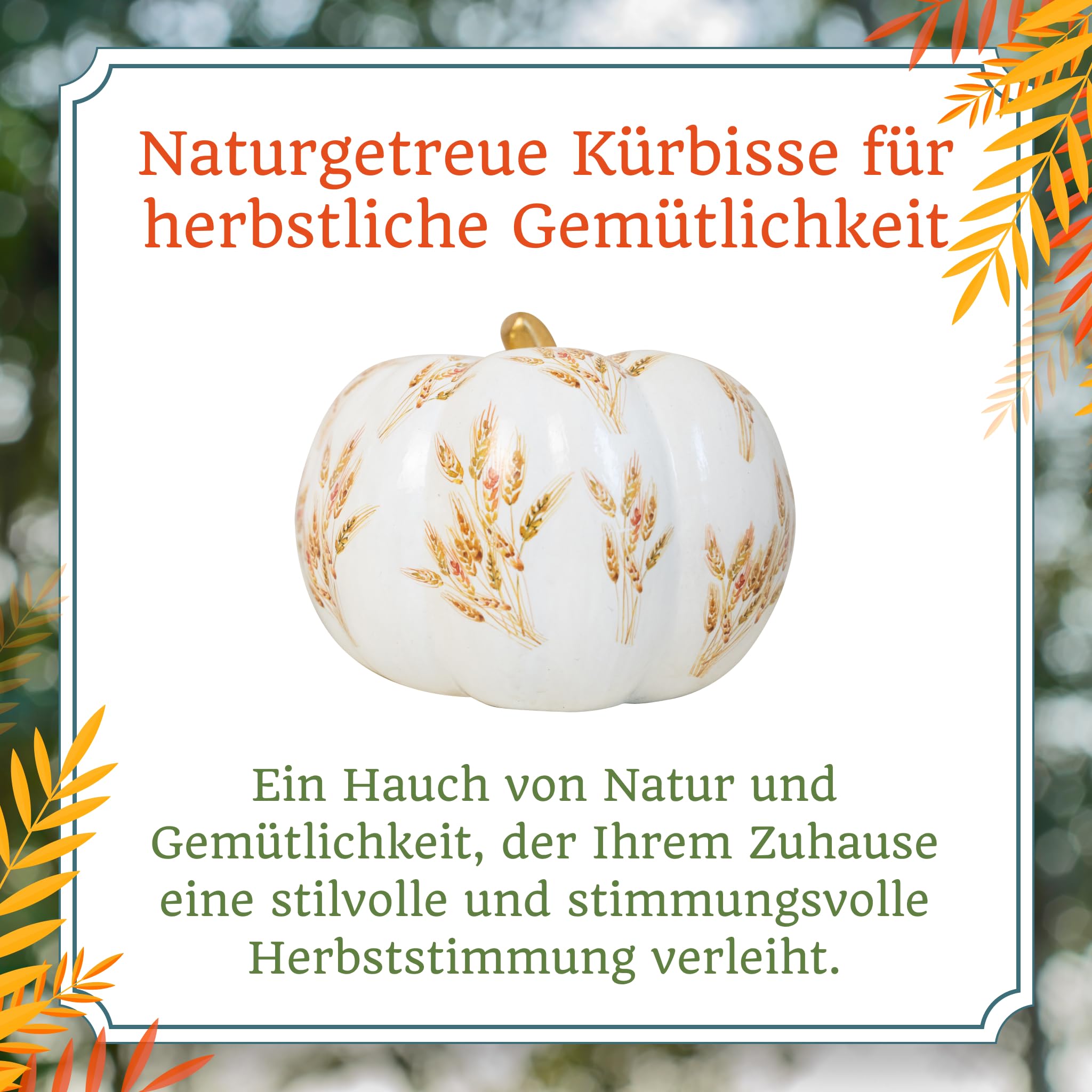 Heitmann Deco Lot de 2 Champignons en céramique, Blanc avec Motif doré, Environ 40 cm et 25 cm