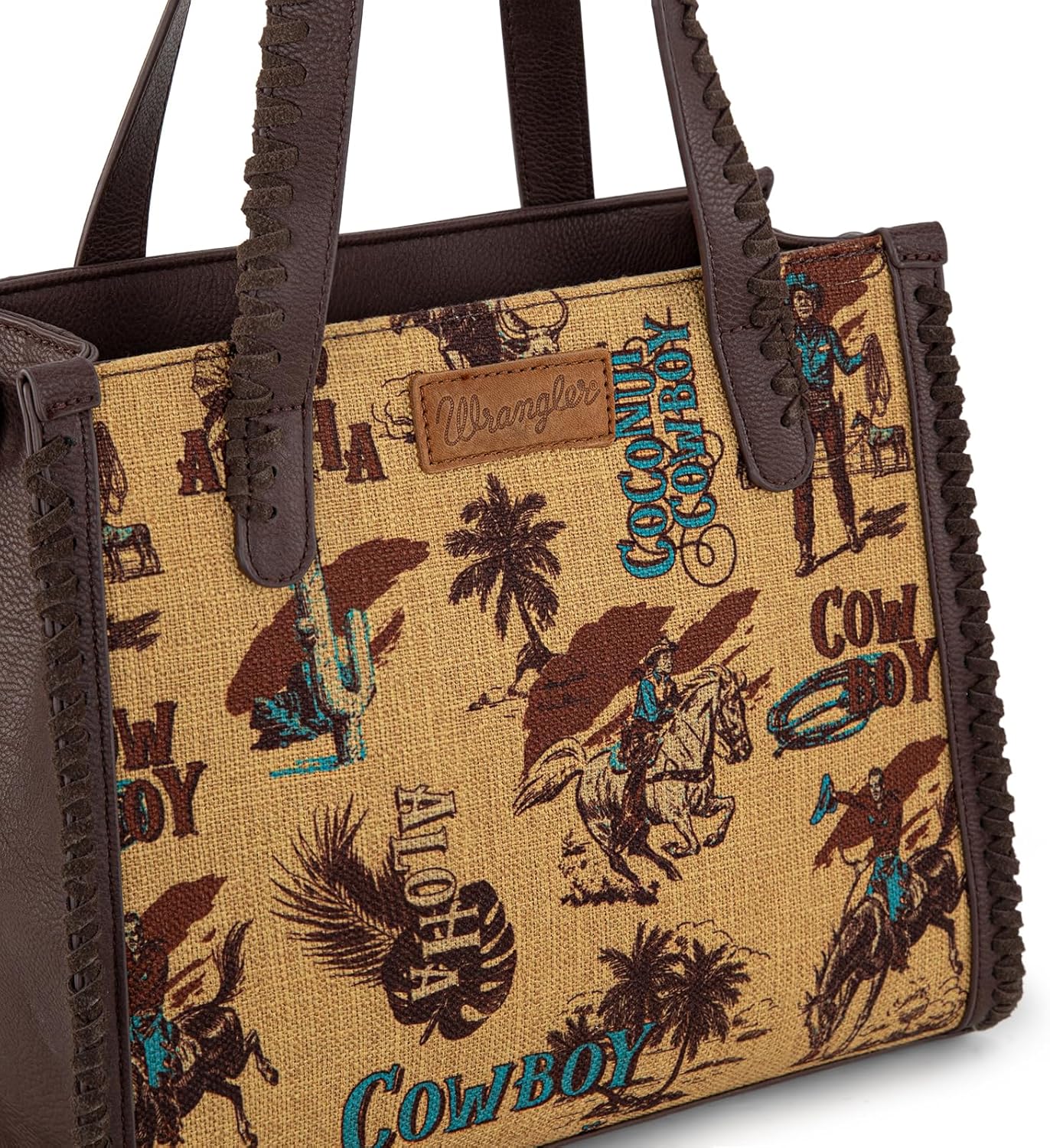 Wrangler Tote Bag Western Handbags Cowboy Print With Crossbody Strap