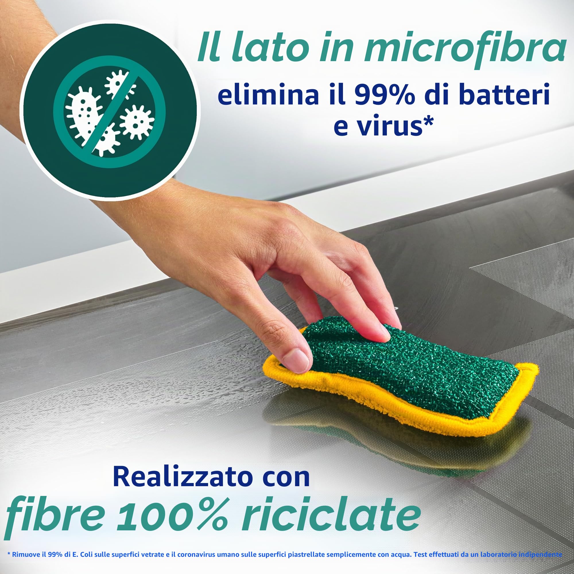 Spugne riutilizzabili Spontex Flex & Wash | Spugna in microfibra double face per pulire e strofinare | Prodotti per la pulizia per la cucina, il bagno e la casa | 8 confezioni da 2 (16 in totale)