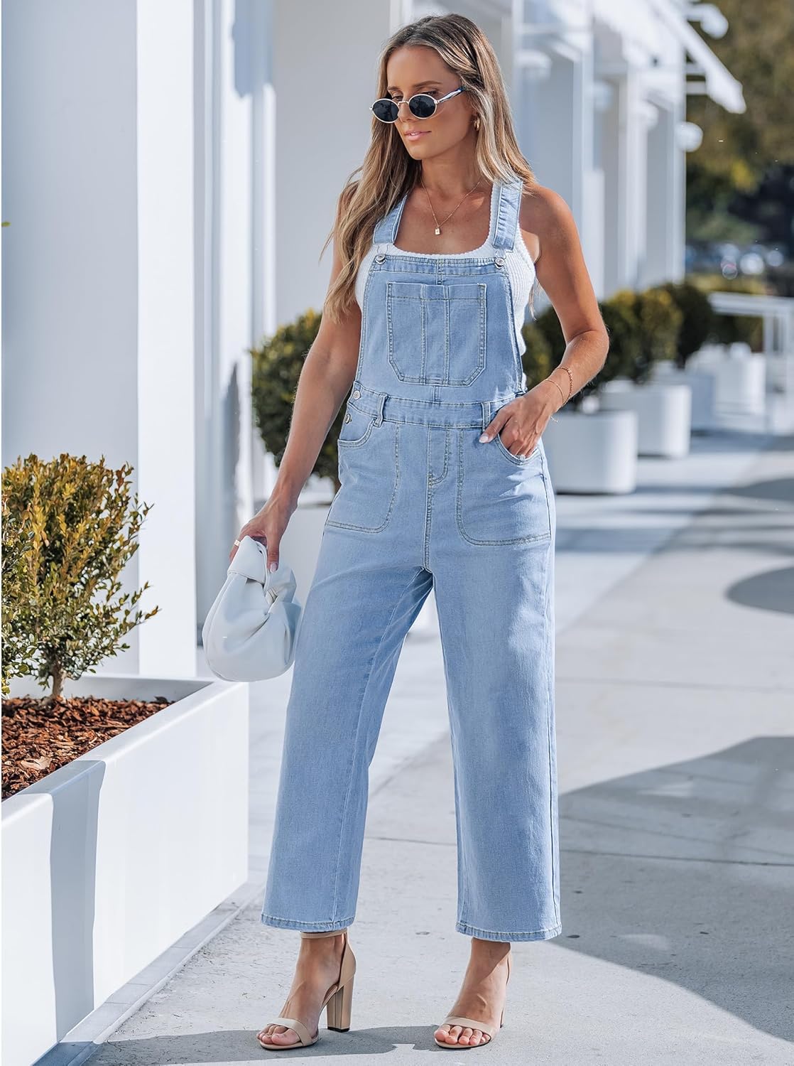 luvamia Wide Leg Overalls for Women Denim Loose Fit Baggy Bib Adjustable Cropped Casual Stretchy Jean Jumpsuit Overall - Image 8