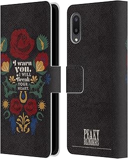 Head Case Designs Oficjalnie Licencjonowany Peaky Blinders Ostrzegam Cie Typografia Skórzany Portfel Etui Kompatybilny z Samsung Galaxy A02/M02 (2021)