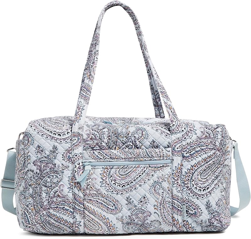 Vera Bradley Bolso de viaje grande de algodón para mujer, Soft Sky Paisley, talla única