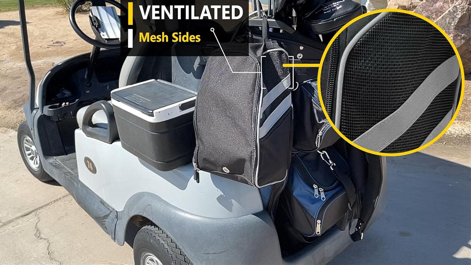 CaddyDaddy Golf Modern Golf Shoe Bag, Black/Grey - Image 6