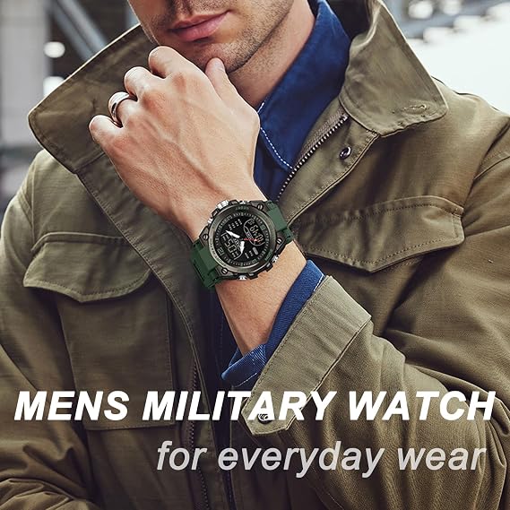 Mens Digital Watch Tactical Military Watches for Men 5 ATM Waterproof Watch