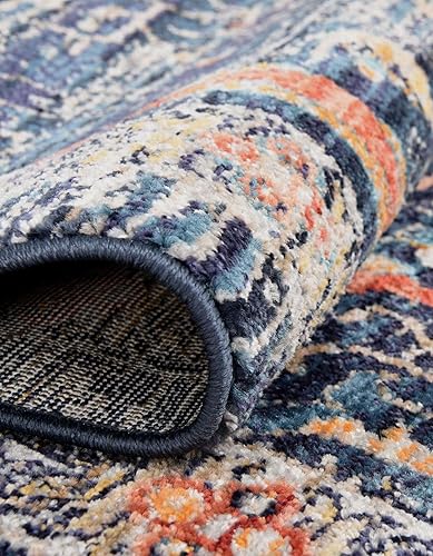 Miniatura 6 de Unique Loom Lola Collection - Alfombra vivacious (7 pies 10 pulgadas, redonda, azul marinoazul claro)