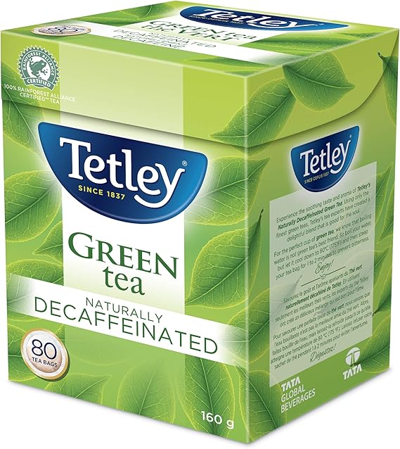 Tetley Naturally Decaffeinated Green Tea 80 Tea Bags, 160 Grams Amazon.ca Grocery & Gourmet