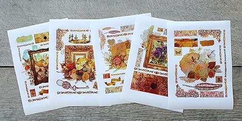 Miniatura 5 de Decoupage - Paquete de papel 15 hojas de 8 x 11 pulgadas ramo de flores y marcos antiguos HANATABA Vintage Art Deco con estilo Ephemera para