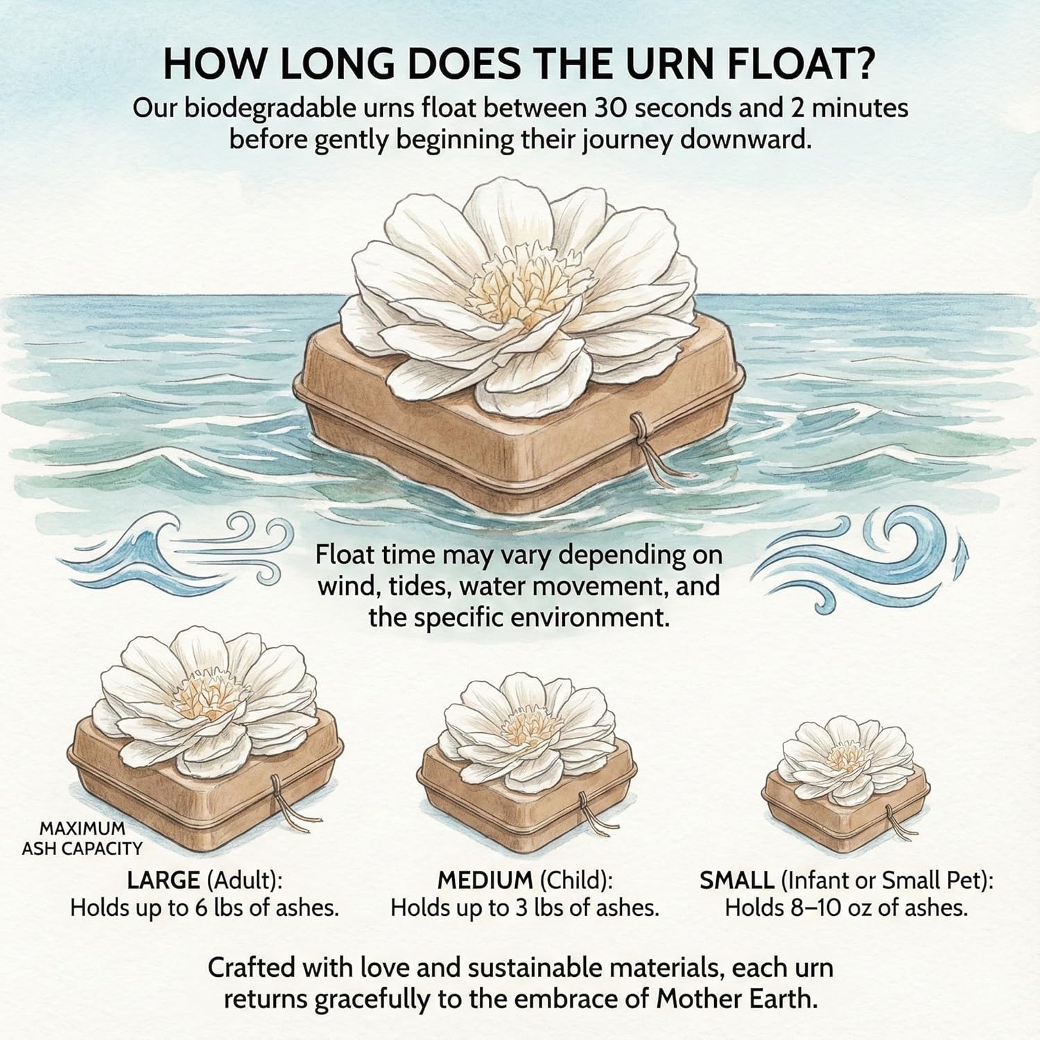 Biodegradable Water Burial Urn Kit - Cruise Approved | Ocean Ashes Scattering Ceremony with Certificate | Eco-Friendly Memorial Urn. (Small) - Image 8