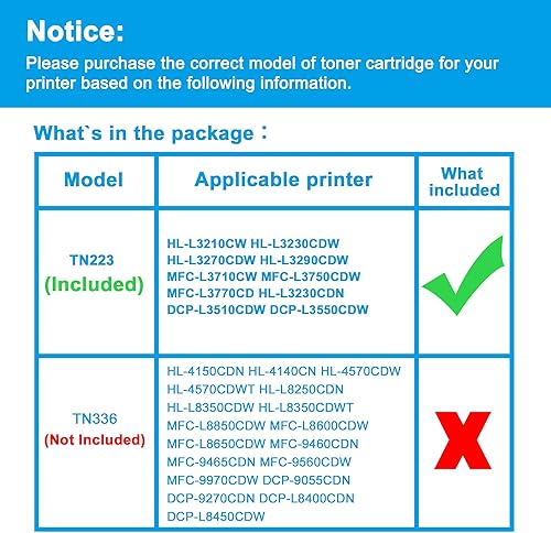 Miniatura 3 de LCL Cartucho de tóner compatible de repuesto para Brother TN-223 TN223 TN-223BK TN223BK TN223C TN223M TN223Y HL-L3210CW HL-L3230CDW HL-L3270CDW