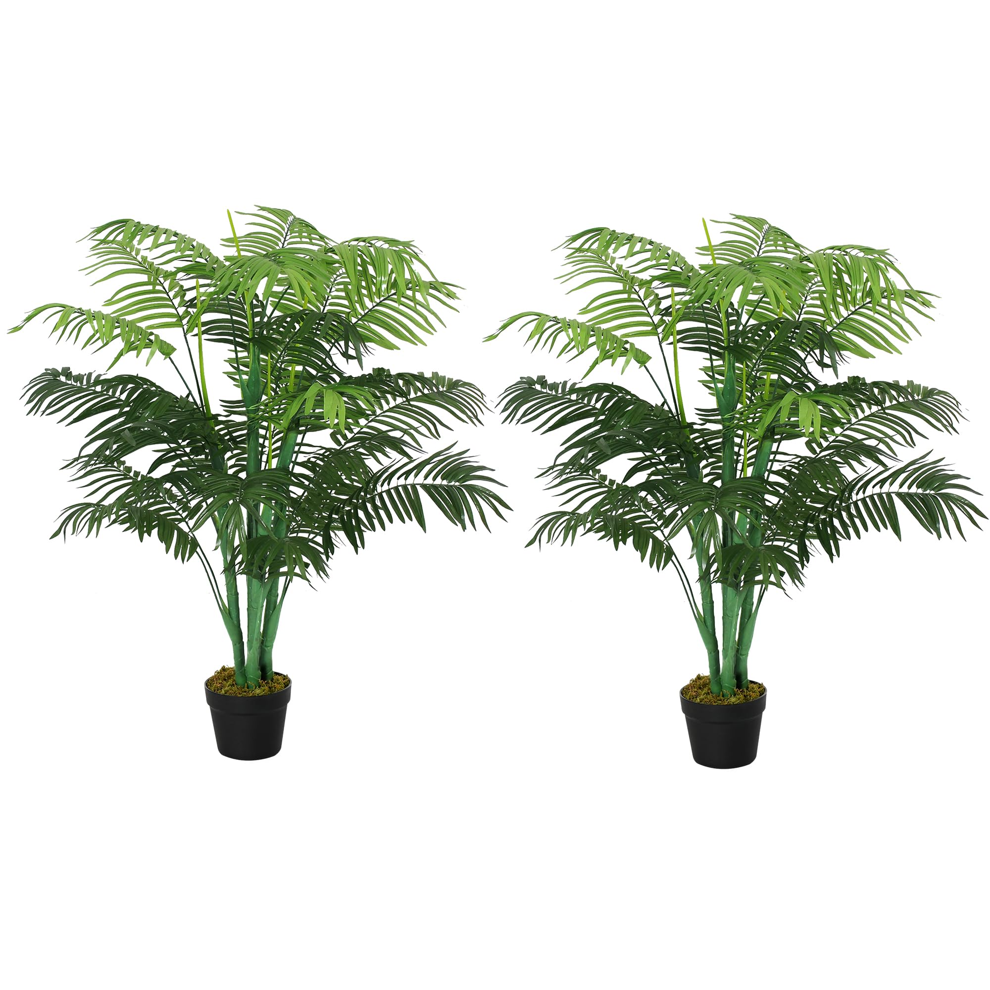 Outsunny Unisex Green Set Of 2 125Cm/4Ft Artificial Palm Plant Decorative Tree In