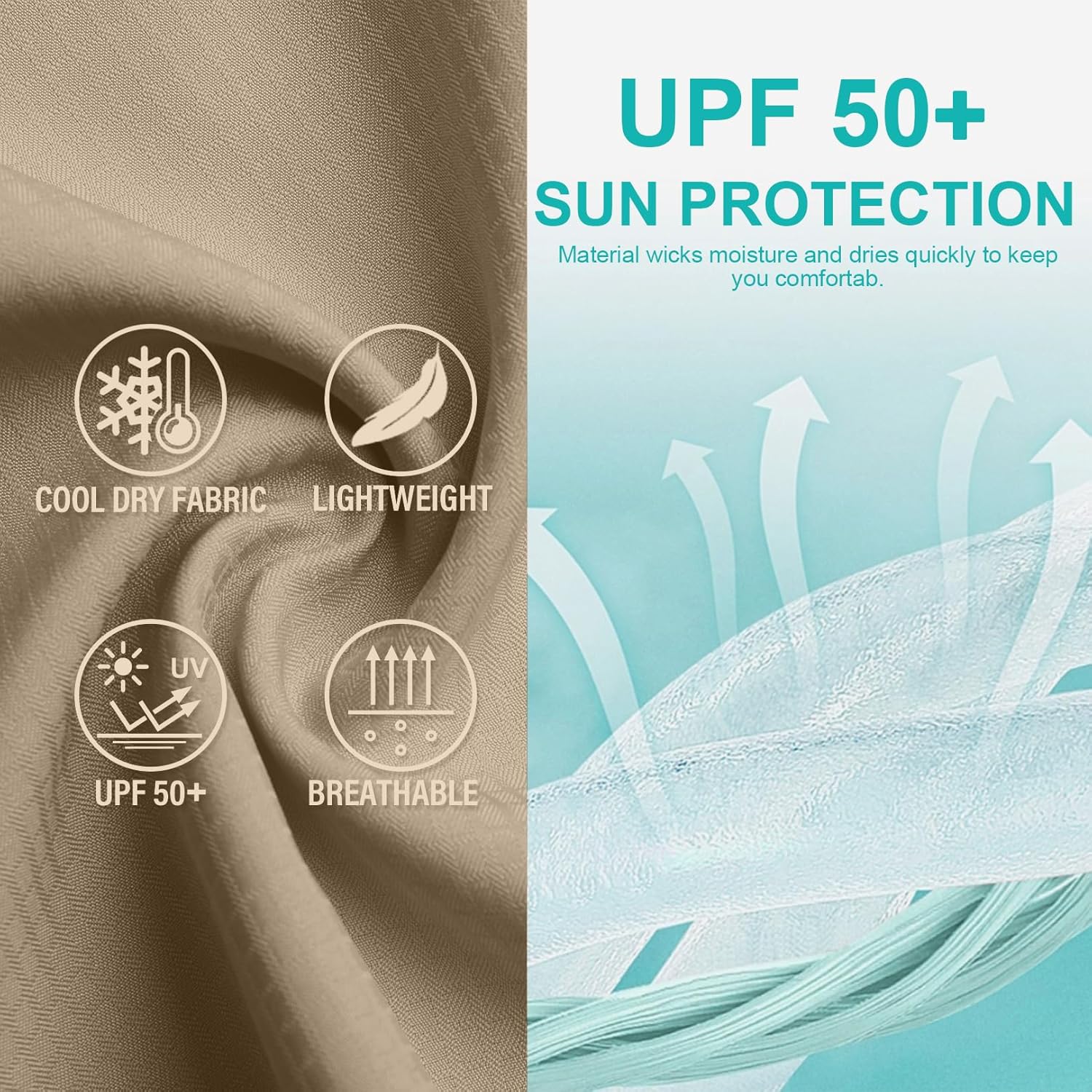 Men's Sun Protection Fishing Shirts Long Sleeve Safari Shirts UPF 50 UV Quick Dry Cooling Travel Work Shirts - Image 7