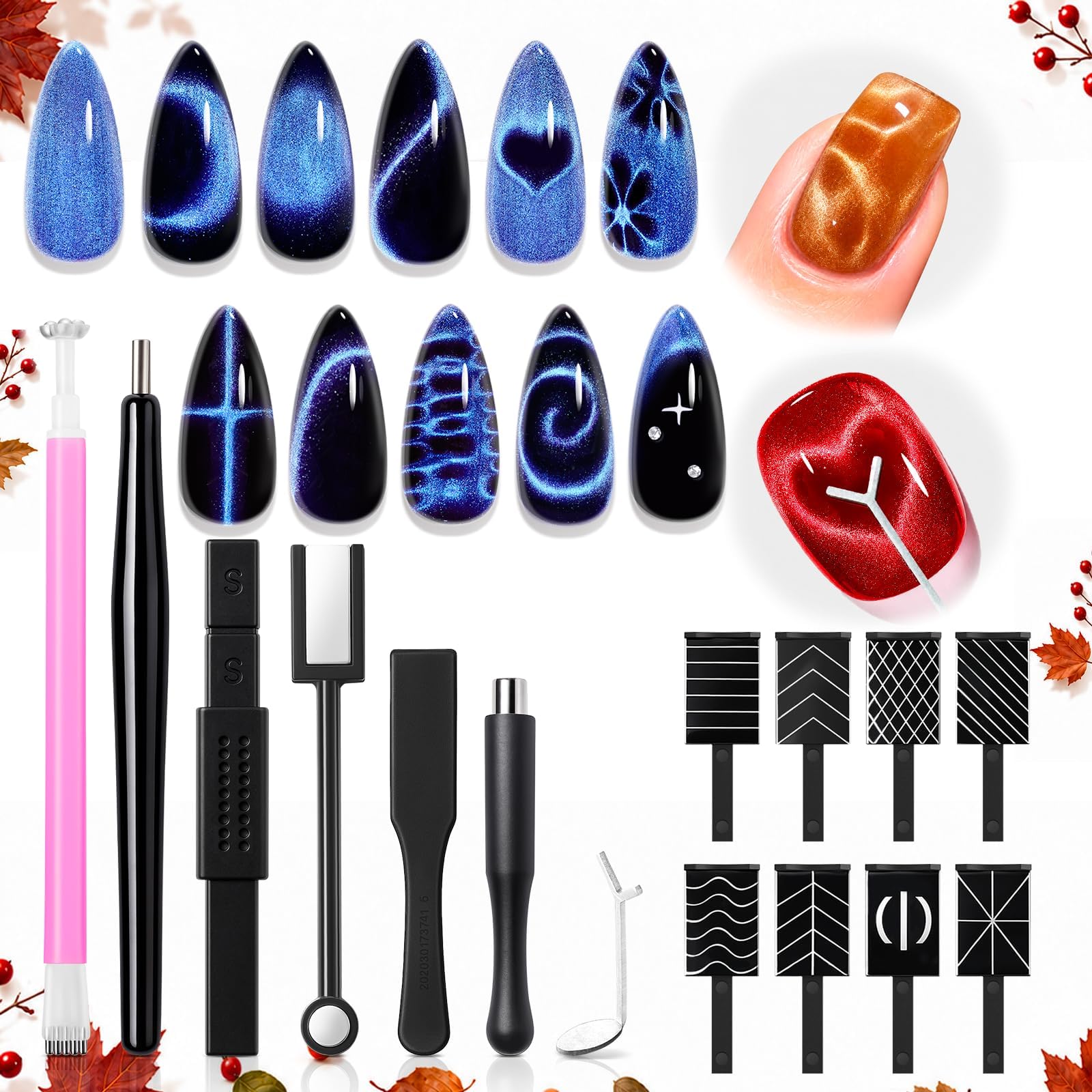 modelones Cat Eye Magnet 15PCS Brown Cat Eye Gel Polish Nail Stuff