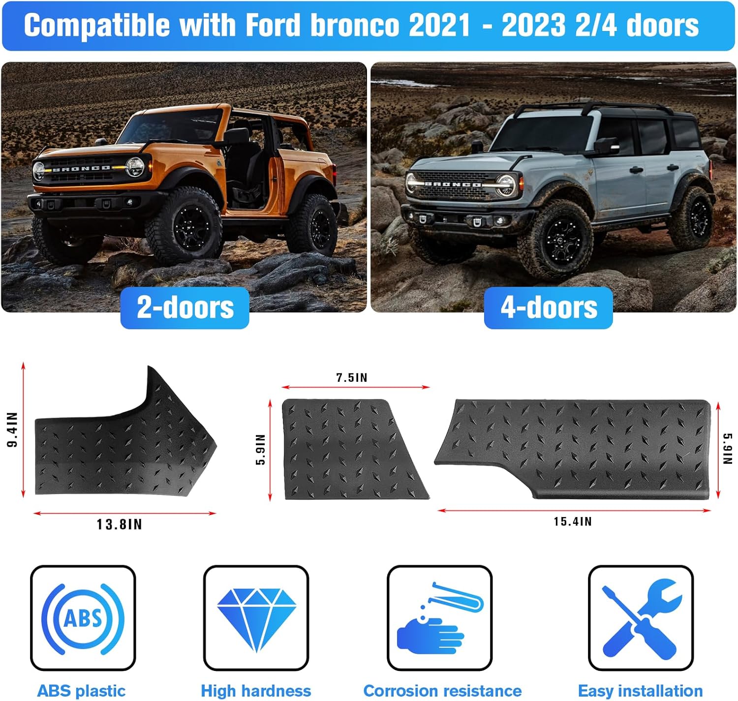 Corner Edge Protector Set Ford Bronco Accessory, Anti Scratch Guards Protector, Corner Guards Trim Cover Compatible for Ford Bronco 2021 2022 2023 2/4 Doors, Black, 6PCS