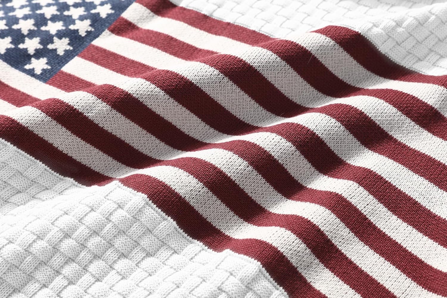 Zaitun Mens Hooded Sweatshirt Long Sleeve American Flag Knitted Hoodie Pullover Sweater