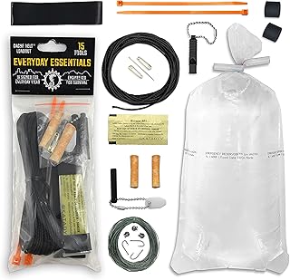 WAZOO Survival Gear Everyday Essentials Kit, 15 Tool Survival kit, Backpacking Kit, Camping Multi Tool kit, Made in The U.S.A.