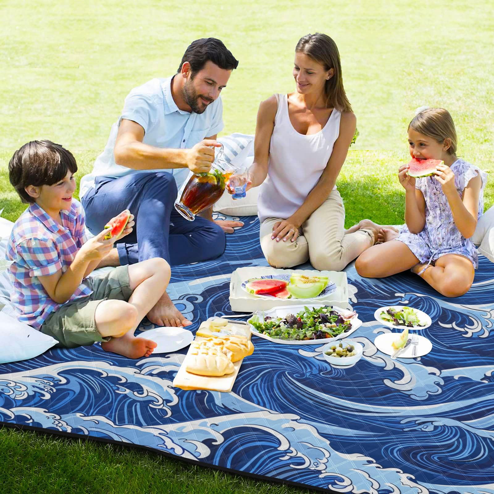 Amazon.com: Amooorous Japanese Blue Wave Ukiyo-e Waterproof Picnic