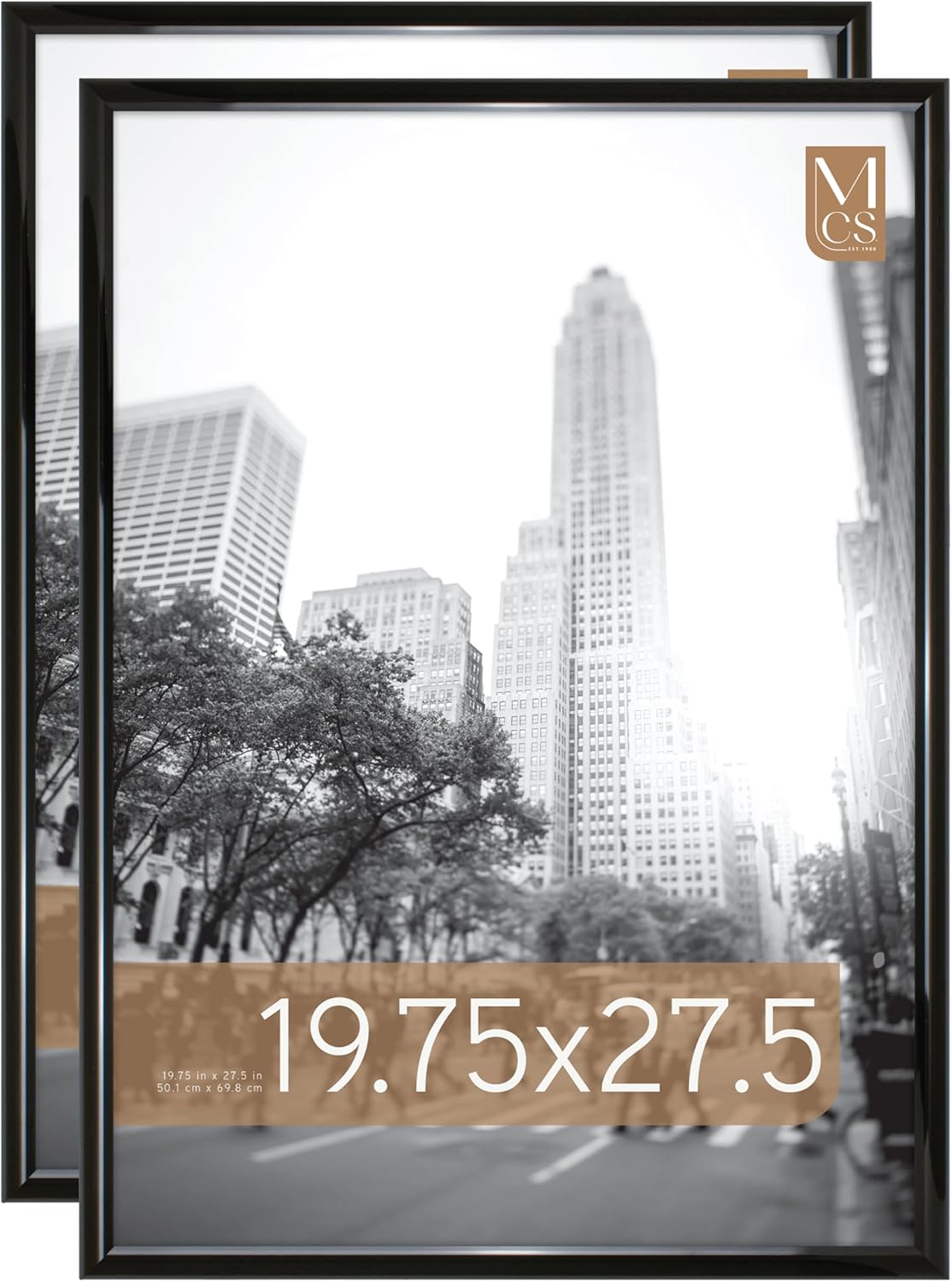 (Only 1 pcs)MCS Trendsetter 19.75x27.5 Poster Frame Black High-Gloss, Vertical & Horizontal Wall Hanging Large Picture Frame for Photos, Posters & Art Prints (2-Pack) 19.75x27.5 Non-Matted 2-Pack