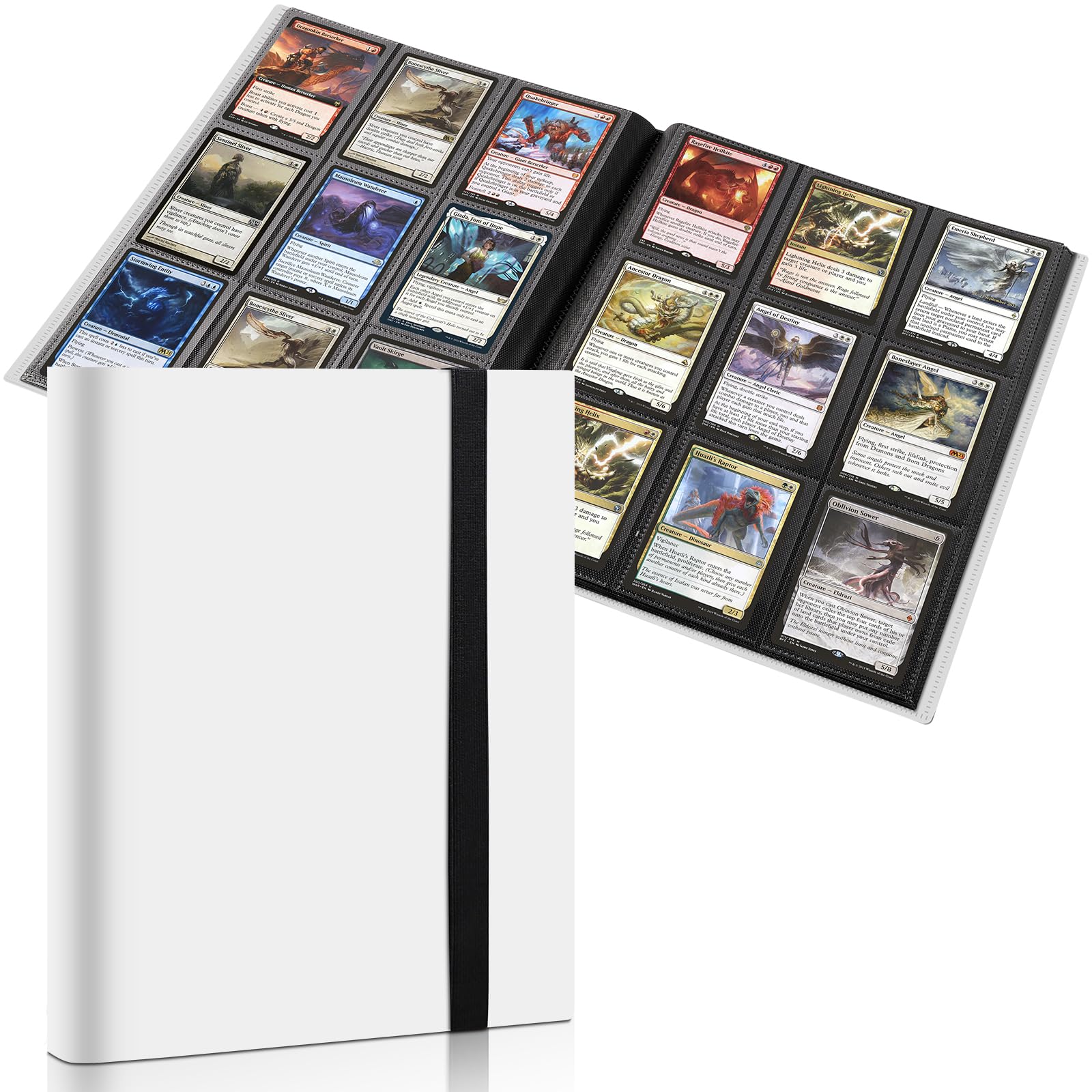 Trading Card Binder, Card Binder Album Folder Book Fit for MTG Baseball Football Sports Cards, Easy to Use Card Collection Binder (White, 360 Pockets)