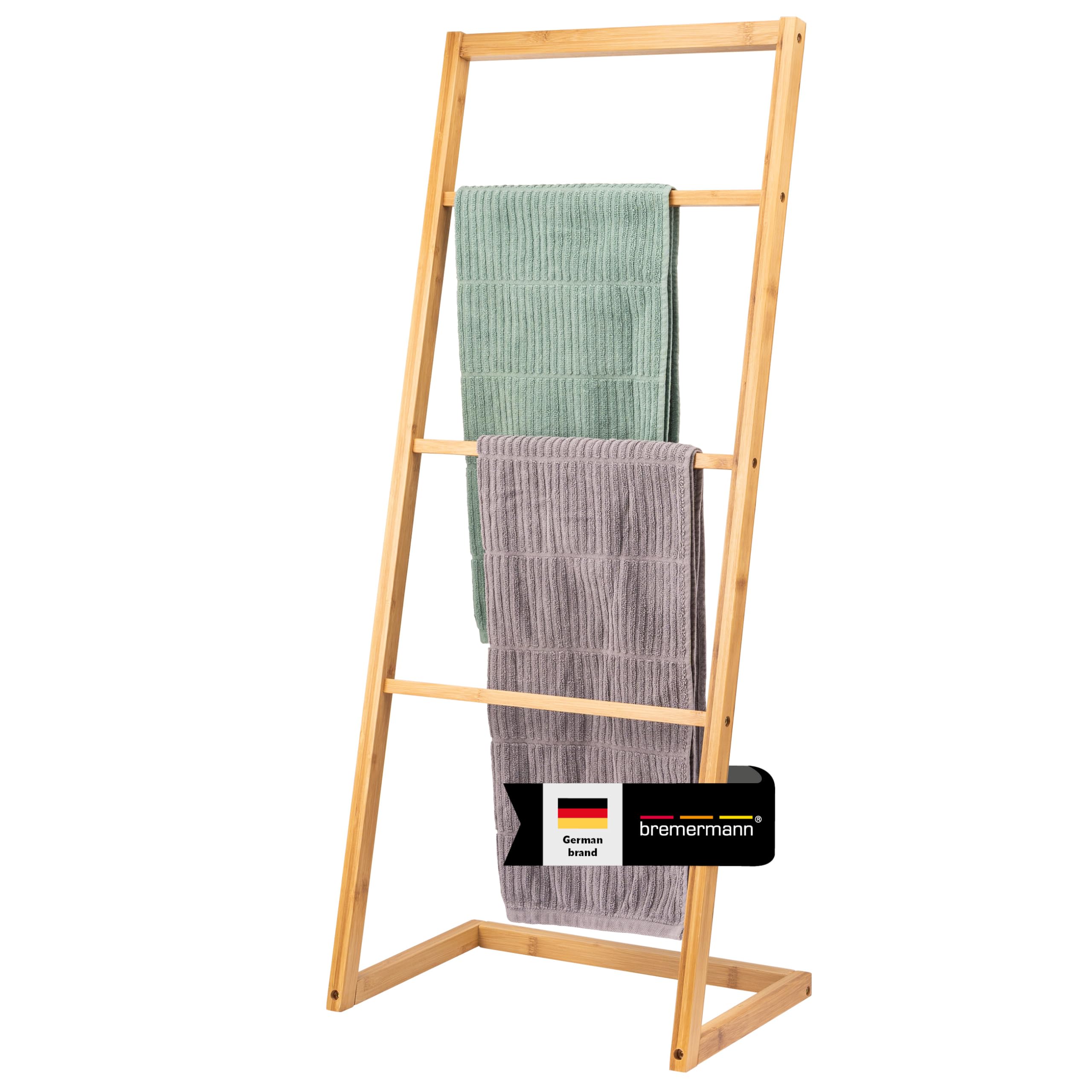 Bremermann Brown Bamboo Towel Rail 4 Bar Towel Rack