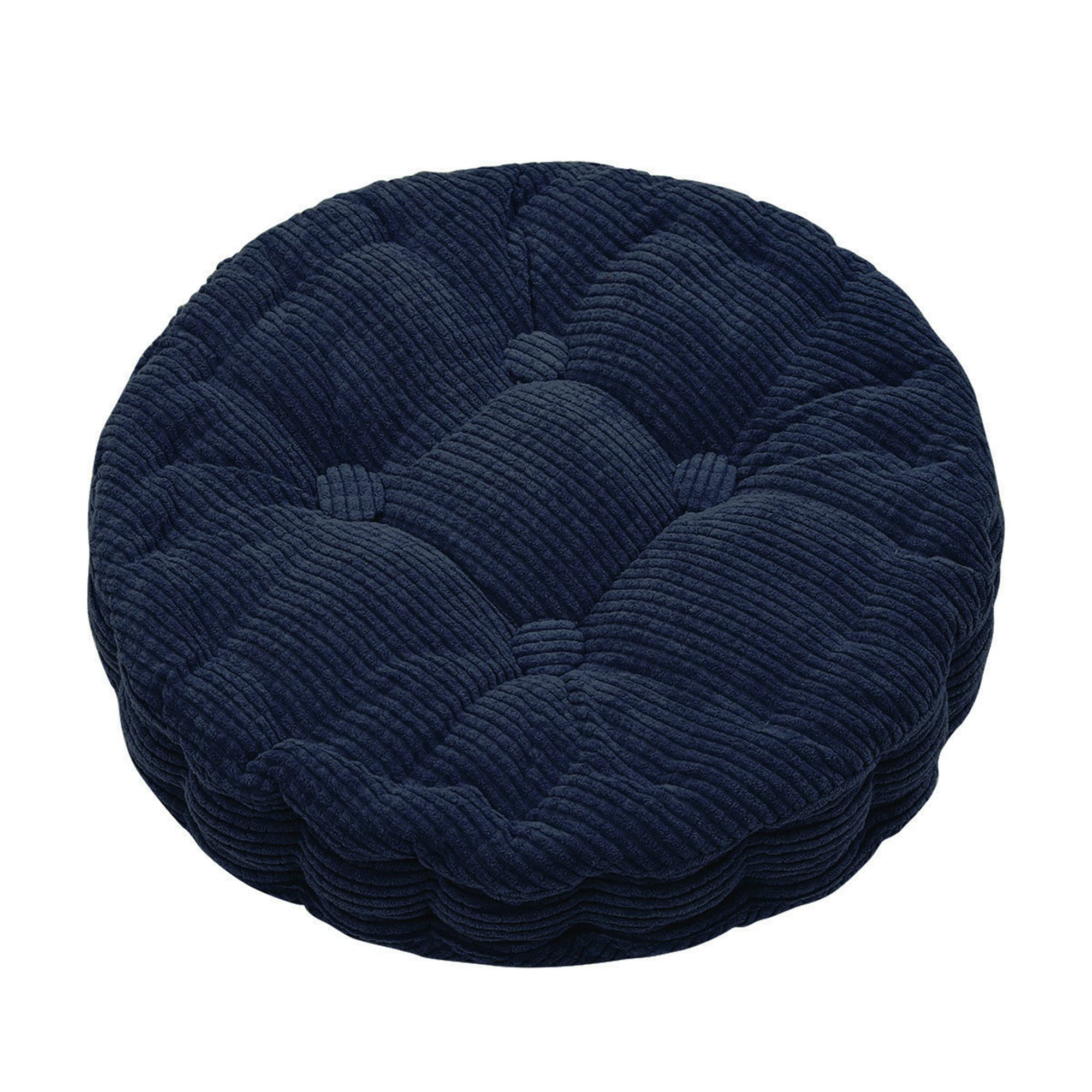 SVFOEBJM Set of 4 Dark Blue Round Cushions, 7cm Thick, Stylish & Durable Seat Pads for Indoor/Outdoor Dining, Office, Garden, Kitchen - 38x38x7cm Comfort
