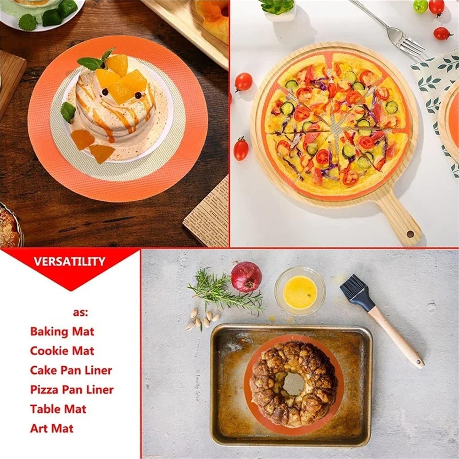 Ofenmatte 2 Stück runde Silikon-Backmatte, antihaftbeschichtete Wiederverwendbare Blecheinlagen for Luftfritteuse, Backofen, Backformen for Kuchen, Pizza, Gebäck, Kekse(20x20cm)