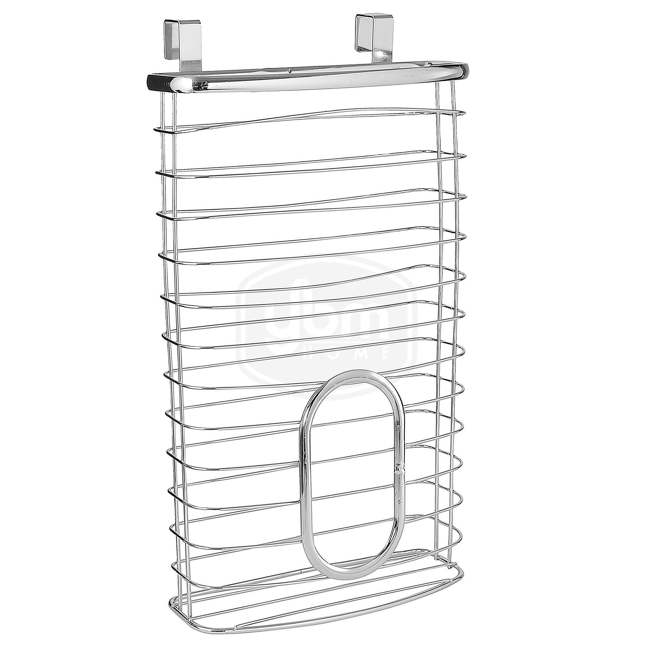 YBM Home Plastic Bags Container and Dispenser for Grocery Bags, Metal Over the Cabinet Door Storage Bags Holder Organizer Holds Up to 50 Plastic Shopping Bags, Silver