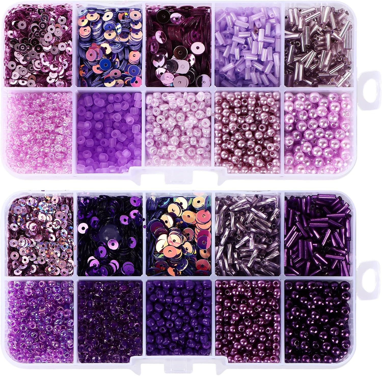 Norme 2 Sets Glass Seed Beads and Loose Sequins Kit Loose Beads for Jewelry Making DIY Crafts Felt Kits Embroidery Bracelets and Necklaces 20 Colors(Blue)