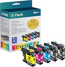 LC103xl Ink Cartridges Combo Pack Comfortable for Brother LC103 LC101 Ink High Yield Work with Brother MFC-J870DW MFC-J6920DW MFC-J6520DW Printer (2 Black, 1 Cyan, 1 Magenta, 1 Yellow)