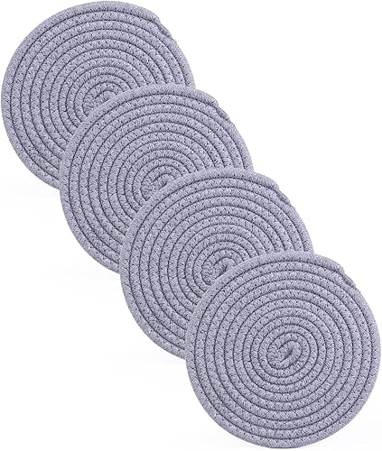 Salvamanteles de 7 pulgadas para platos calientes, 4 ollas y sartenes calientes, juego de almohadillas calientes resistentes hechas a mano,