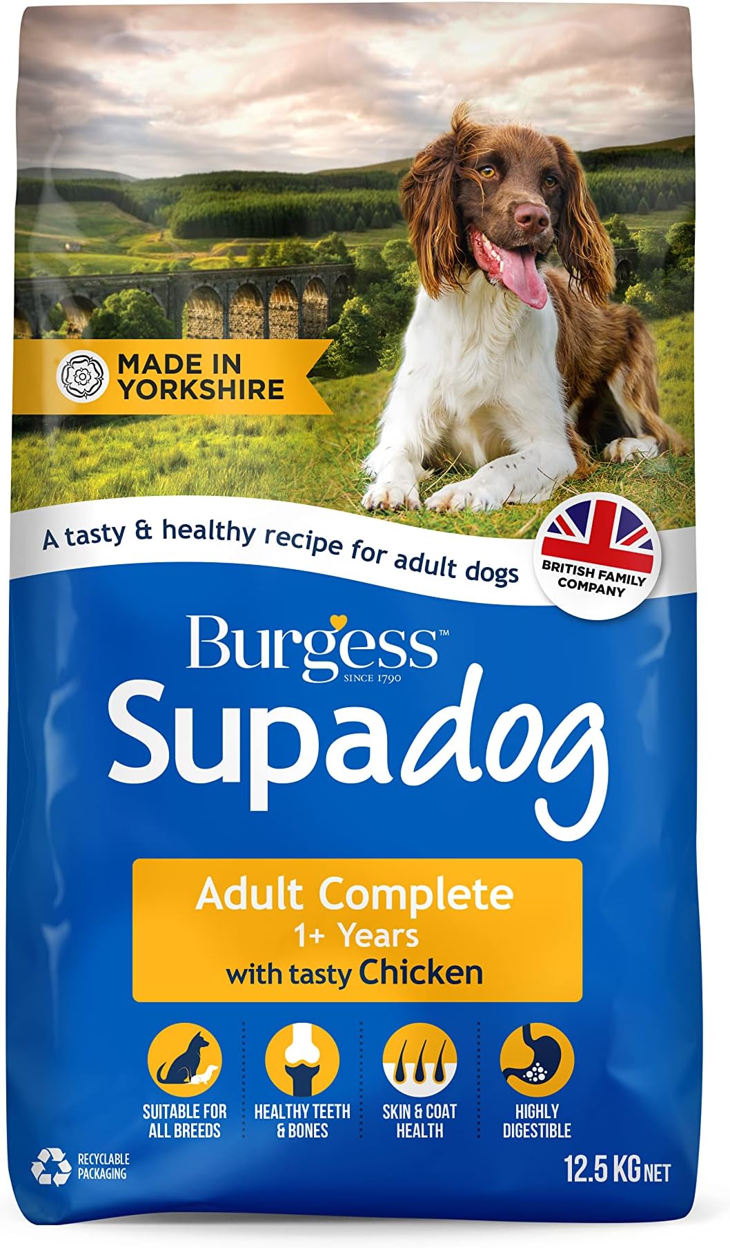 Burgess Supadog Adult dry dog food with tasty chicken 12.5 kg, multicoloured