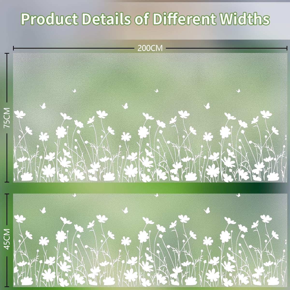 Bloss Frosted Glass Window Privacy Film,Decorative Windows Films,Bathroom Window Privacy Film,Static Cling Non-Adhesive Windows Sticker for Home Office Heat Control Anti UV (29.5 x 178.7inches)