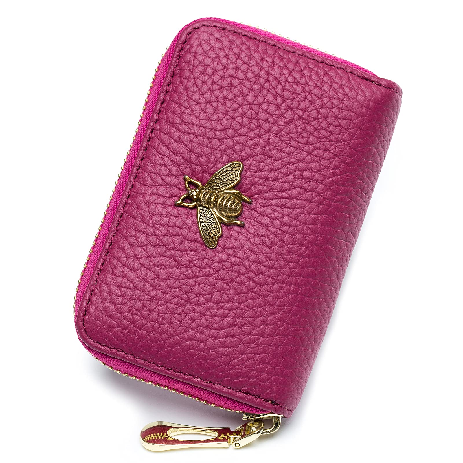 imeetu RFID Credit Card Holder, Small Leather Zipper Card Case Wallet for Women