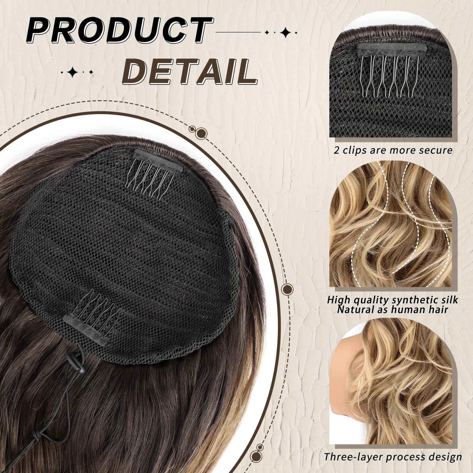 Synthetic Drawstring Ponytail Extension for Women