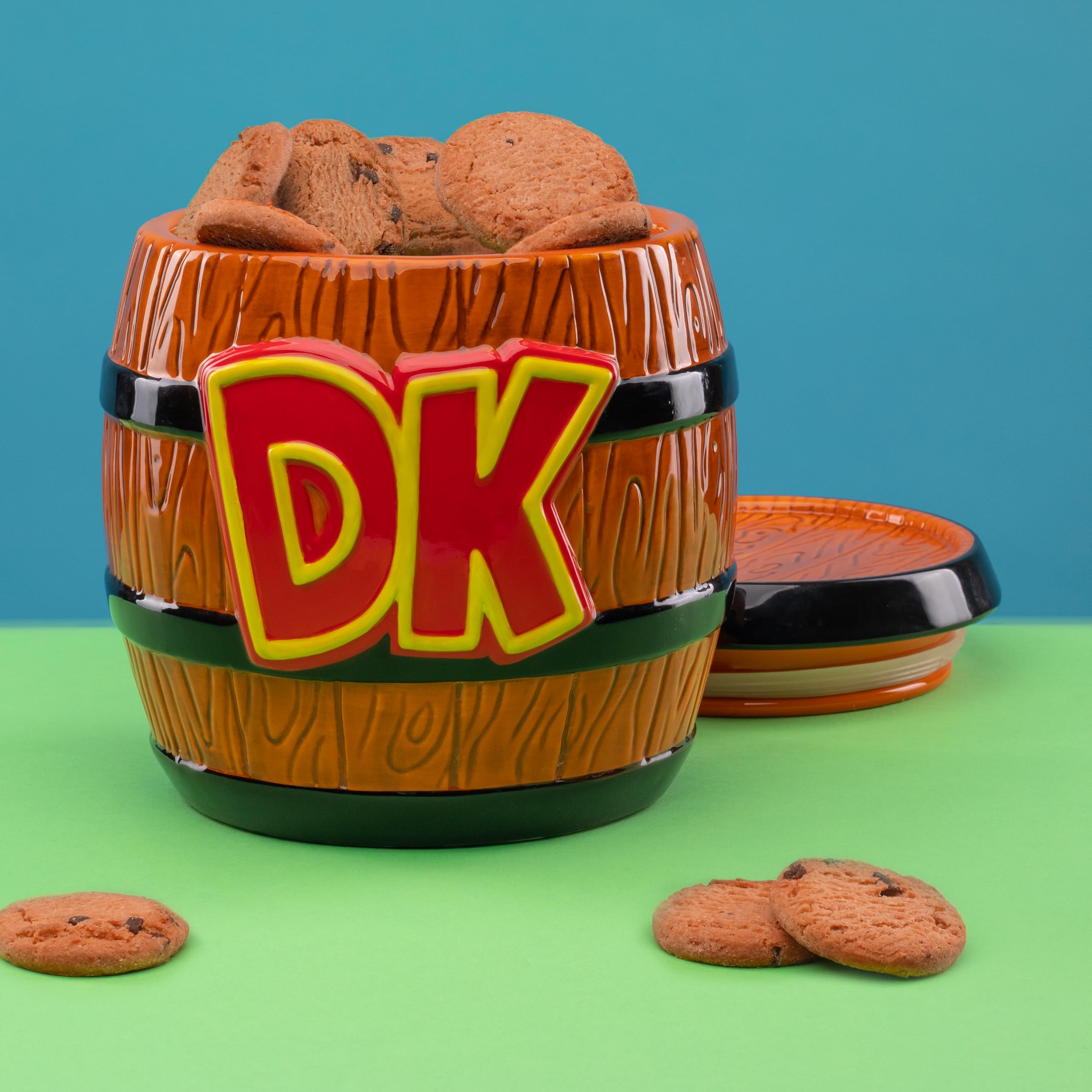 Paladone Donkey Kong Fass Keksdose – Offiziell lizenziertes Nintendo Keramik Vorratsglas für Kekse & Snacks, Geschenk für Gamer