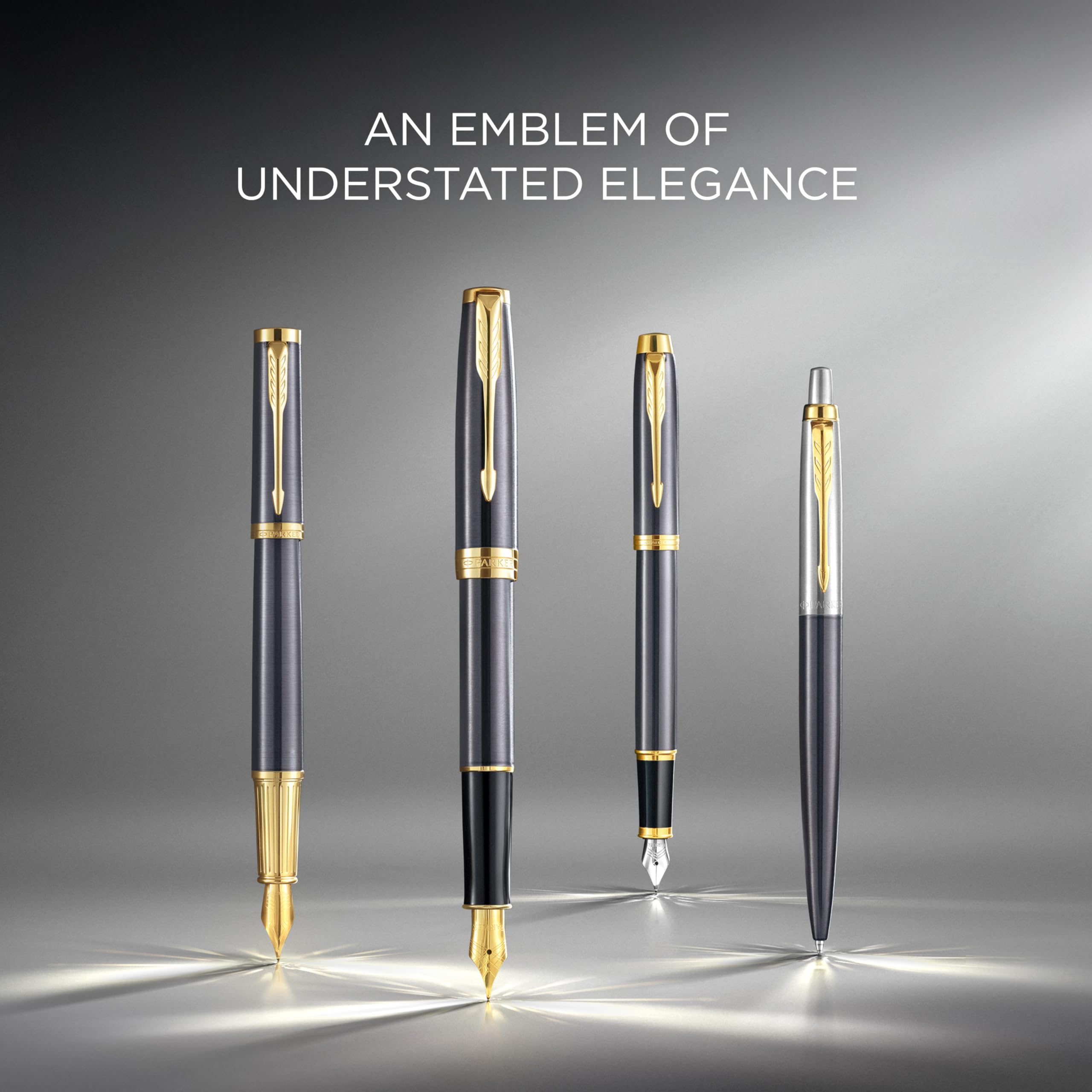 Parker IM Stylo Roller | Laque Grise avec Finitions Or | Pointe Fine en Acier Inoxydable | Recharge d'Encre Noire | Coffret Cadeau | Cadeaux de Fin d'Études Parfaits