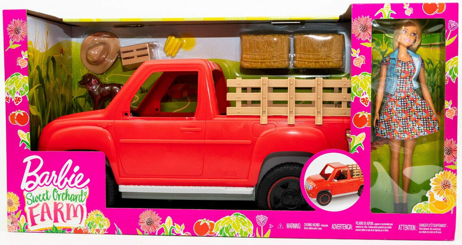 Barbie GFF52 - Spaß auf dem Bauernhof Farmer Truck mit Bäuerin Puppe, Puppen Spielzeug ab 3 Jahren, mehrfarbig