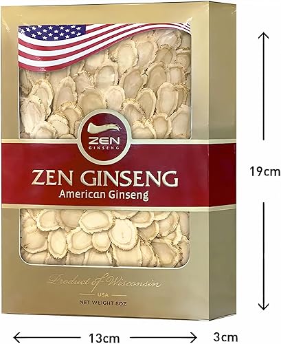 Miniatura 8 de Rodajas de ginseng Zen American Wisconsin: energía mejorada, rendimiento y salud mental para hombres y mujeres (caja de 8 onzas)