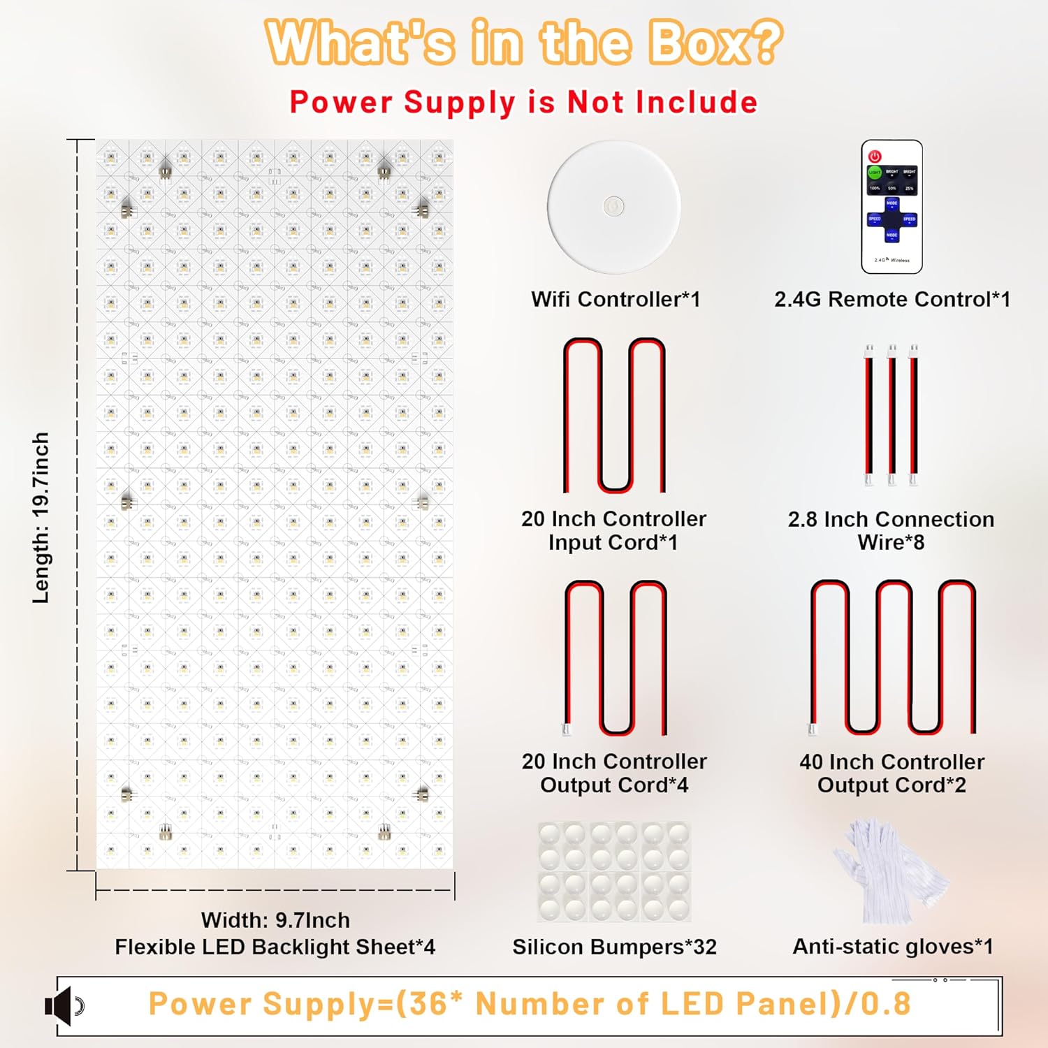 4 Pack LED Backlight Sheet, 24V 36W 6000K White Flexible Led Panel Lights with Alexa & APP Remote Control Dimmable Backlit Light 19.7X9.7 Inch for Translucent Stone/Marble/Onyx/Quartz Countertop - Image 7