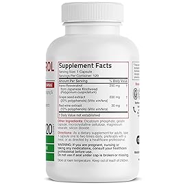 Bronson Resveratrol 500 Complex Standardized Trans-Resveratrol + Grape Seed & Red Wine Extract, 120 Capsules