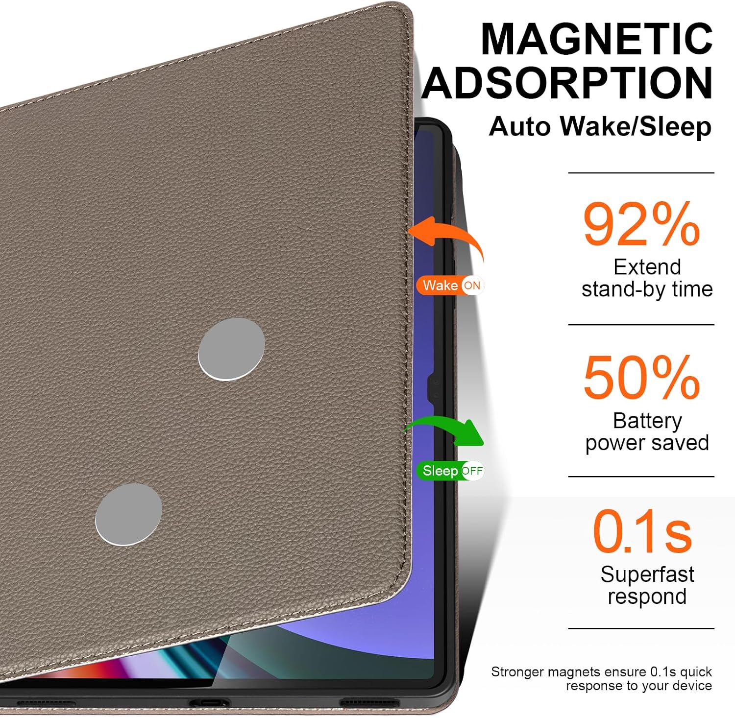 Leather Case for Samsung Galaxy Tab S9 Ultra 14.6 Inch 2023 with Pencil Holder, Auto Sleep/Wake, Anti Fingerprint, Gray Brown