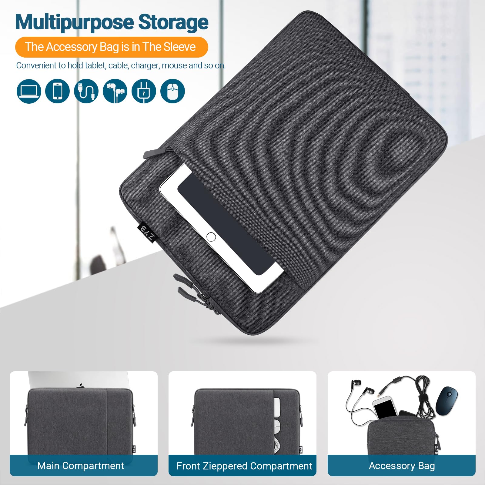ZYB Custodie PC 15-15,6 Pollici Portatil, Custodia Notebook 15.6 Pollici per 15.6 Laptop Lenovo Thinkpad Ideapad HP Dell Acer ASUS Notebook Chromebook 2019-2025 Mac Pro 16 M4 M3 M2 M1-Grigio Scuro