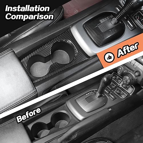 Miniatura 3 de JeCar Para Camaro Fibra de Carbono Interior Kits Accesorios para 2010 2011 2012 2013 2014 2015 Chevrolet Chevy Camaro Gear Shift Cup Holder Cover