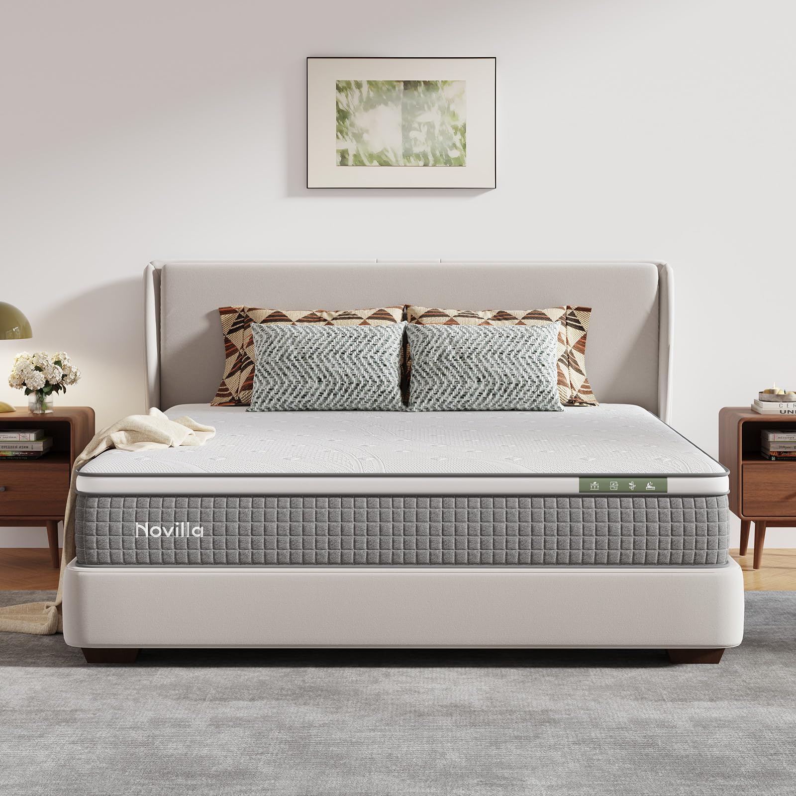 Novilla Queen Mattress 10 Inch,Hybrid Queen Size Mattress with Individually Pocketed Coils & Gel Infused Memory Foam & Silky Cool Fabric for Balanced Support & Pain Relief Comfort Mattresses in a Box