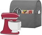 Luxja Couvercle de poussière compatible avec 6-8 Quart KitchenAid Mélangeurs, noir , tissu matelassé Couverture avec poches pour KitchenAid Mélangeurs et accessoires supplémentaires
