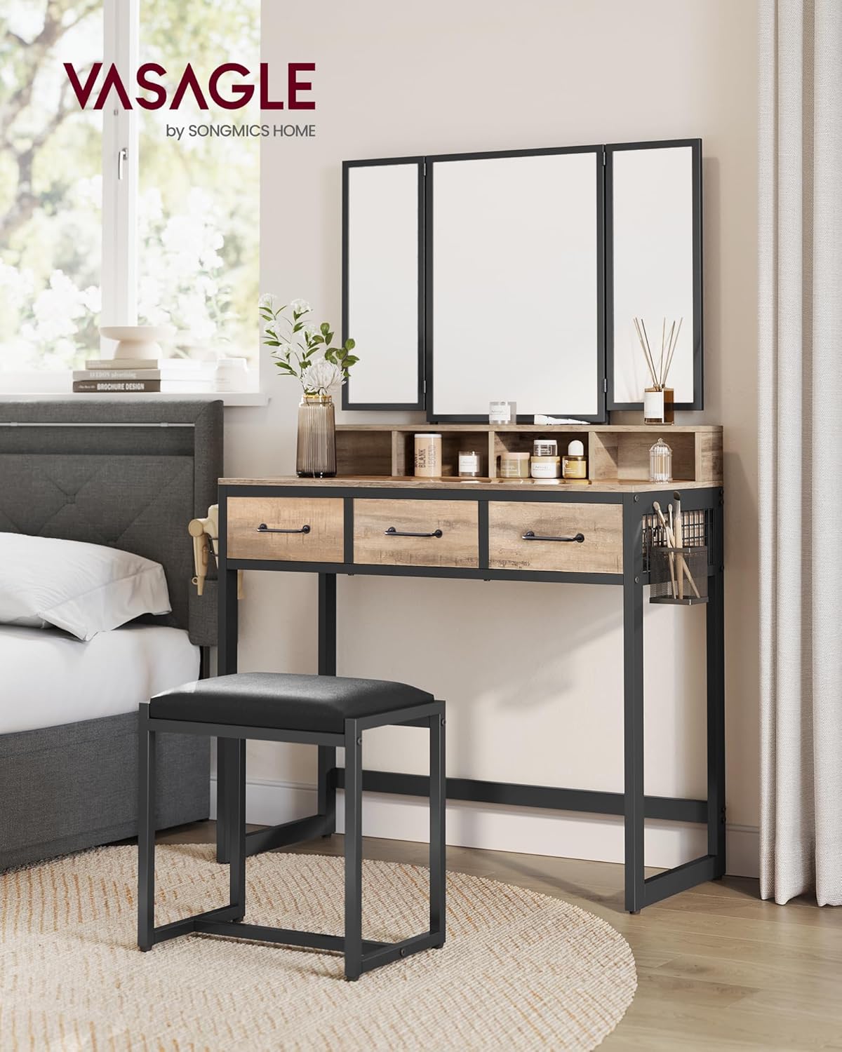 VASAGLE Vanity Table in a bedroom setting